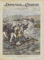 Eine neue Überschwemmung in Sizilien, die Rettung durch Matrosen auf Flößen in der Provinz Catania